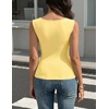 ZESICA Womens Summer Sleeveless Tank Tops 2026 Asymmetrical Neck Ruched Slim Fit Shirts Fashion Going Out Clothes(Butter Yellow)