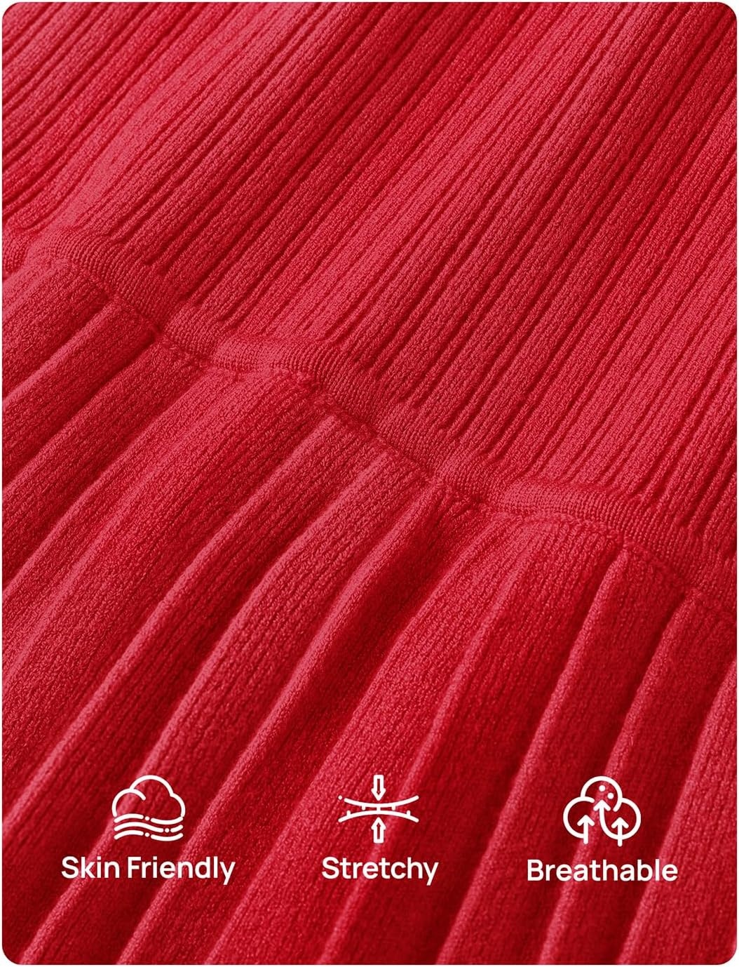 image:imageZESICA Womens Summer Sleeveless Sweater Dresses 2026 Crewneck Knit Pleated A Line Flowy Business Formal Party Midi DressRed