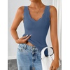 ZESICA Womens Sleeveless Tank Tops 2026 V Neck Ribbed Knit Shirts Summer Casual Cute Y2K Sweater Vest(Grey Blue)