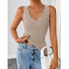 ZESICA Womens Sleeveless Tank Tops 2026 V Neck Ribbed Knit Shirts Summer Casual Cute Y2K Sweater Vest(Sand)