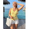 ZESICA Womens Sleeveless Tank Tops 2026 V Neck Ribbed Knit Shirts Summer Casual Cute Y2K Sweater Vest(Yellow)