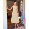 ZESICA Women’s Summer Sleeveless Sweater Dresses 2026 Crewneck Knit Pleated A Line Flowy Business Formal Party Midi Dress(Apricot)