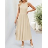 ZESICA Women’s Summer Sleeveless Sweater Dresses 2026 Crewneck Knit Pleated A Line Flowy Business Formal Party Midi Dress(Apricot)