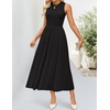 ZESICA Women’s Summer Sleeveless Sweater Dresses 2026 Crewneck Knit Pleated A Line Flowy Business Formal Party Midi Dress(Black)
