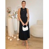 ZESICA Women’s Summer Sleeveless Sweater Dresses 2026 Crewneck Knit Pleated A Line Flowy Business Formal Party Midi Dress(Black)