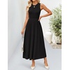 ZESICA Women’s Summer Sleeveless Sweater Dresses 2026 Crewneck Knit Pleated A Line Flowy Business Formal Party Midi Dress(Black)