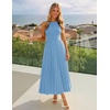 ZESICA Women’s Summer Sleeveless Sweater Dresses 2026 Crewneck Knit Pleated A Line Flowy Business Formal Party Midi Dress(Dusty Blue)