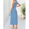 ZESICA Women’s Summer Sleeveless Sweater Dresses 2026 Crewneck Knit Pleated A Line Flowy Business Formal Party Midi Dress(Dusty Blue)