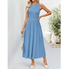 ZESICA Women’s Summer Sleeveless Sweater Dresses 2026 Crewneck Knit Pleated A Line Flowy Business Formal Party Midi Dress(Dusty Blue)