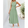 ZESICA Women’s Summer Sleeveless Sweater Dresses 2026 Crewneck Knit Pleated A Line Flowy Business Formal Party Midi Dress(Green)