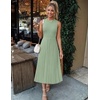 ZESICA Women’s Summer Sleeveless Sweater Dresses 2026 Crewneck Knit Pleated A Line Flowy Business Formal Party Midi Dress(Green)