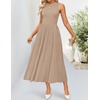 ZESICA Women’s Summer Sleeveless Sweater Dresses 2026 Crewneck Knit Pleated A Line Flowy Business Formal Party Midi Dress(Khaki)