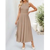 ZESICA Women’s Summer Sleeveless Sweater Dresses 2026 Crewneck Knit Pleated A Line Flowy Business Formal Party Midi Dress(Khaki)