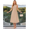 ZESICA Women’s Summer Sleeveless Sweater Dresses 2026 Crewneck Knit Pleated A Line Flowy Business Formal Party Midi Dress(Khaki)
