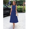 ZESICA Women’s Summer Sleeveless Sweater Dresses 2026 Crewneck Knit Pleated A Line Flowy Business Formal Party Midi Dress(Navy)