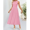 ZESICA Women’s Summer Sleeveless Sweater Dresses 2026 Crewneck Knit Pleated A Line Flowy Business Formal Party Midi Dress(Pink)