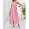 ZESICA Women’s Summer Sleeveless Sweater Dresses 2026 Crewneck Knit Pleated A Line Flowy Business Formal Party Midi Dress(Pink)