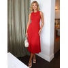 ZESICA Women’s Summer Sleeveless Sweater Dresses 2026 Crewneck Knit Pleated A Line Flowy Business Formal Party Midi Dress(Red)