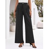 ZESICA Women’s Wide Leg Striped Palazzo Pants 2026 High Waist Straight Business Work Dressy Slacks Trousers with Pockets(Black)