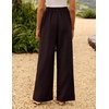ZESICA Women’s Wide Leg Striped Palazzo Pants 2026 High Waist Straight Business Work Dressy Slacks Trousers with Pockets(Blackred)