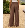 ZESICA Women’s Wide Leg Striped Palazzo Pants 2026 High Waist Straight Business Work Dressy Slacks Trousers with Pockets(Brown)