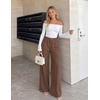 ZESICA Women’s Wide Leg Striped Palazzo Pants 2026 High Waist Straight Business Work Dressy Slacks Trousers with Pockets(Brown)