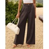 ZESICA Women’s Wide Leg Striped Palazzo Pants 2026 High Waist Straight Business Work Dressy Slacks Trousers with Pockets(Coffee)