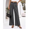 ZESICA Women’s Wide Leg Striped Palazzo Pants 2026 High Waist Straight Business Work Dressy Slacks Trousers with Pockets(Grey)