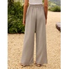 ZESICA Women’s Wide Leg Striped Palazzo Pants 2026 High Waist Straight Business Work Dressy Slacks Trousers with Pockets(Khaki)