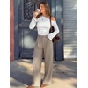 ZESICA Women’s Wide Leg Striped Palazzo Pants 2026 High Waist Straight Business Work Dressy Slacks Trousers with Pockets(Khaki)