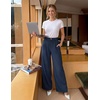 ZESICA Women’s Wide Leg Striped Palazzo Pants 2026 High Waist Straight Business Work Dressy Slacks Trousers with Pockets(Navy)