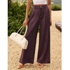 ZESICA Women’s Wide Leg Striped Palazzo Pants 2026 High Waist Straight Business Work Dressy Slacks Trousers with Pockets(Redbrown)