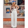 ZESICA Women’s Wide Leg Striped Palazzo Pants 2026 High Waist Straight Business Work Dressy Slacks Trousers with Pockets(White)