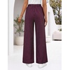 ZESICA Women’s Wide Leg Striped Palazzo Pants 2026 High Waist Straight Business Work Dressy Slacks Trousers with Pockets(Wine)
