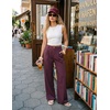 ZESICA Women’s Wide Leg Striped Palazzo Pants 2026 High Waist Straight Business Work Dressy Slacks Trousers with Pockets(Wine)