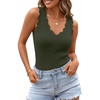 ZESICA Womens Sleeveless Tank Tops 2026 V Neck Ribbed Knit Shirts Summer Casual Cute Y2K Sweater Vest(Army Green)