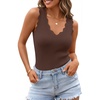 ZESICA Womens Sleeveless Tank Tops 2026 V Neck Ribbed Knit Shirts Summer Casual Cute Y2K Sweater Vest(Coffee)