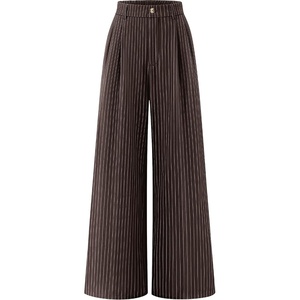 ZESICA Women’s Wide Leg Striped Palazzo Pants 2026 High Waist Straight Business Work Dressy Slacks Trousers with Pockets(Coffee)