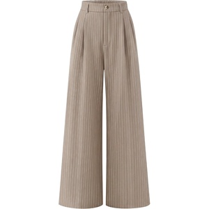 ZESICA Women’s Wide Leg Striped Palazzo Pants 2026 High Waist Straight Business Work Dressy Slacks Trousers with Pockets(Khaki)