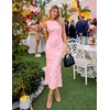 ZESICA Womens 2026 Summer Floral Wedding Guest Midi Dress Sleeveless Mesh Slit Bodycon Formal Cocktail Party Dresses(Lightpink)