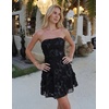 ZESICA Women’s 2026 Summer Strapless Floral Mini Dress | 3D Embroidered Mesh A-Line Tube Top Off Shoulder Short Dresses for Wedding Guest Cocktail Formal Party Beach Vacation(Dim)
