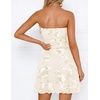 ZESICA Women’s 2026 Summer Strapless Floral Mini Dress | 3D Embroidered Mesh A-Line Tube Top Off Shoulder Short Dresses for Wedding Guest Cocktail Formal Party Beach Vacation(Apricot)