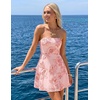 ZESICA Women’s 2026 Summer Strapless Floral Mini Dress | 3D Embroidered Mesh A-Line Tube Top Off Shoulder Short Dresses for Wedding Guest Cocktail Formal Party Beach Vacation(Pink)