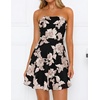 ZESICA Women’s 2026 Summer Strapless Floral Mini Dress | 3D Embroidered Mesh A-Line Tube Top Off Shoulder Short Dresses for Wedding Guest Cocktail Formal Party Beach Vacation(Black)