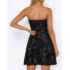 ZESICA Women’s 2026 Summer Strapless Floral Mini Dress | 3D Embroidered Mesh A-Line Tube Top Off Shoulder Short Dresses for Wedding Guest Cocktail Formal Party Beach Vacation(Dim)