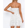 ZESICA Women’s 2026 Summer Strapless Floral Mini Dress | 3D Embroidered Mesh A-Line Tube Top Off Shoulder Short Dresses for Wedding Guest Cocktail Formal Party Beach Vacation(White)