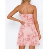 ZESICA Women’s 2026 Summer Strapless Floral Mini Dress | 3D Embroidered Mesh A-Line Tube Top Off Shoulder Short Dresses for Wedding Guest Cocktail Formal Party Beach Vacation(Pink)