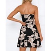 ZESICA Women’s 2026 Summer Strapless Floral Mini Dress | 3D Embroidered Mesh A-Line Tube Top Off Shoulder Short Dresses for Wedding Guest Cocktail Formal Party Beach Vacation(Black)