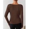 ZESICA Womens Cowl Neck Business Casual Long Sleeve Tops | Work Office Shirts, Tunic Tops Slim Fit Dressy, Cute Trendy Blouse, 2026 Fall Fashion Clothing, Knit Thermal Layering Outfit(Coffee)