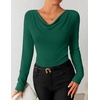ZESICA Womens Cowl Neck Business Casual Long Sleeve Tops | Work Office Shirts, Tunic Tops Slim Fit Dressy, Cute Trendy Blouse, 2026 Fall Fashion Clothing, Knit Thermal Layering Outfit(Green)